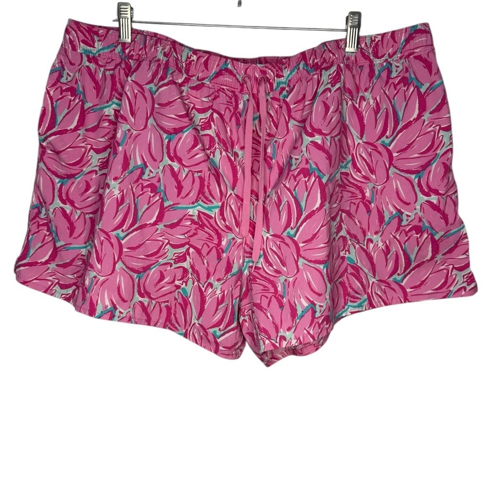 Lauren James Pink Floral Drawstring Shorts Size 2XL